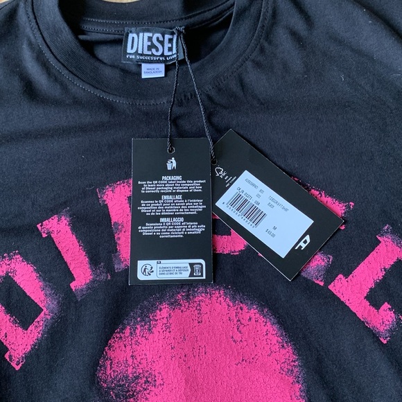Diesel Black Tee with Vibrant Pink Graphic - Picture 6 of 7